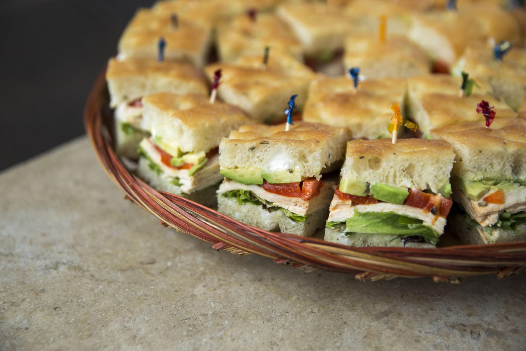 Focaccia Sandwich Bites Platter: Turkey BLT Club